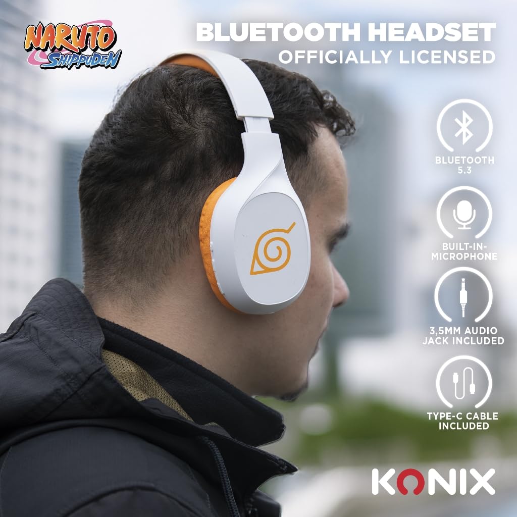 Konix Naruto Shippuden Wireless Over-Ear Bluetooth 5.3 Headphones